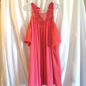 Cold shoulder pink dress